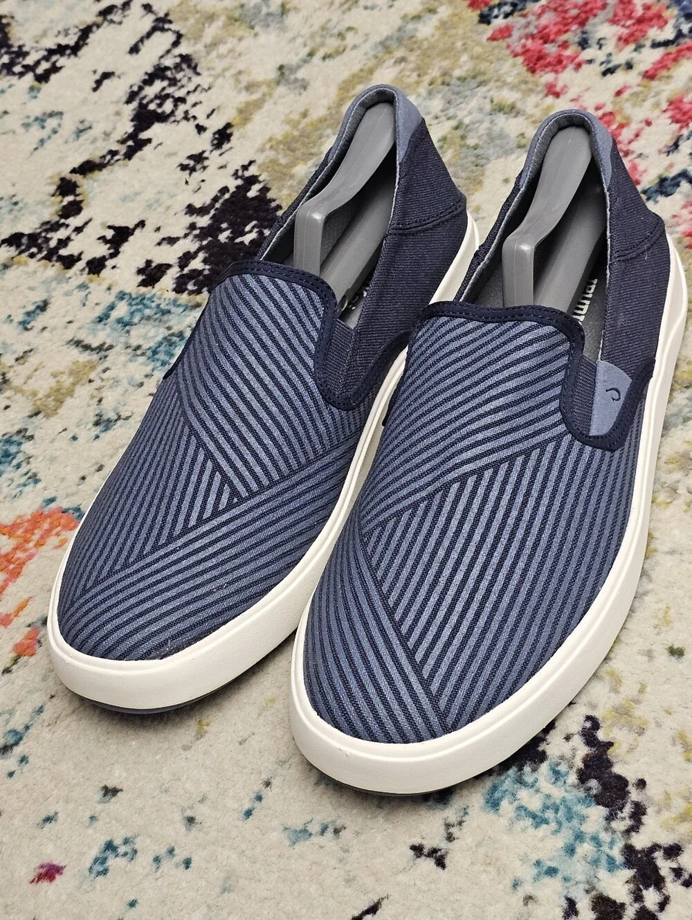 OluKai Lae'ahi Lole Slip On Sneakers Men's Size 11 Blue Canvas Gum Drop-in Heel